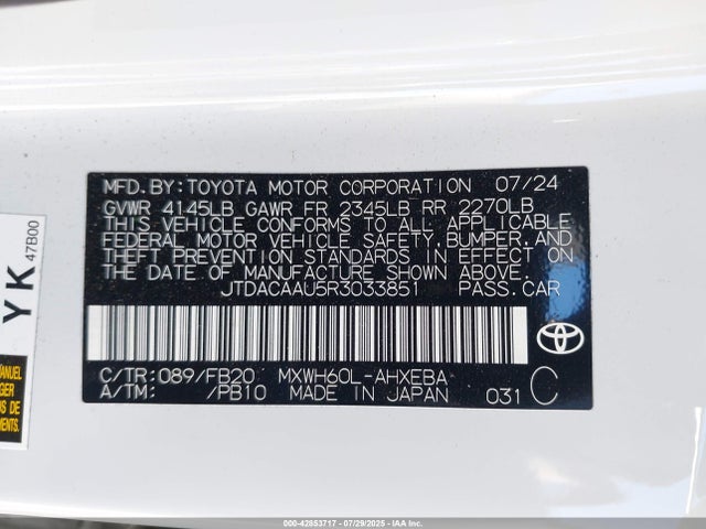 JTDACAAU5R3033851 Toyota m20a-fxs