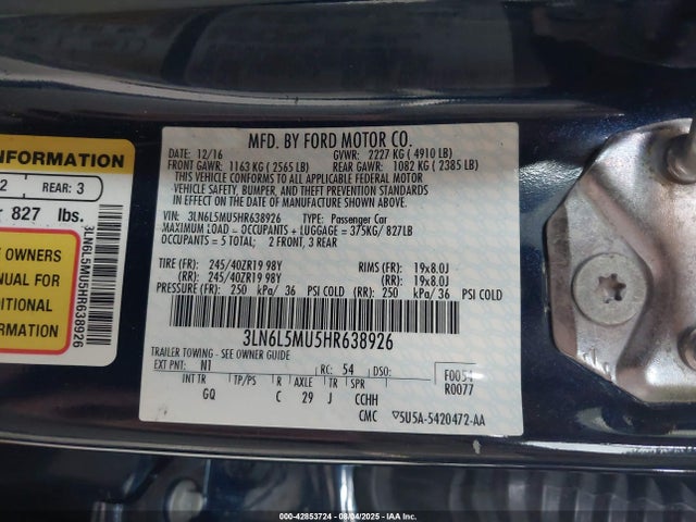 3LN6L5MU5HR638926 Lincoln 2.0l 4v atk