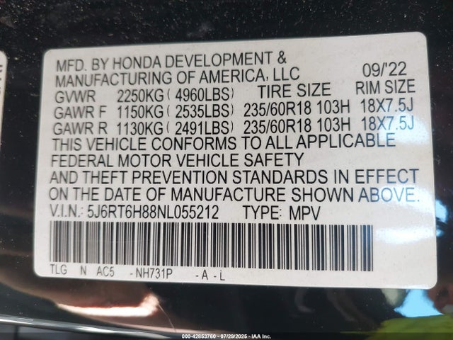 Honda lfb2 2022 5J6RT6H88NL055212 Image 9