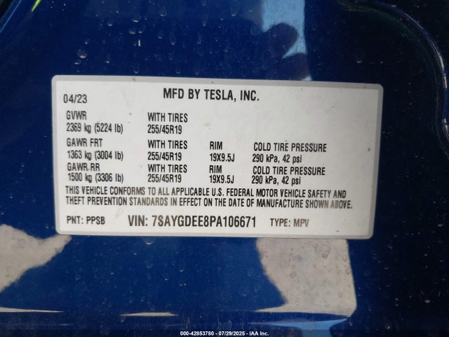 2023 TESLA MODEL Y 7SAYGDEE8PA106671 Photo 8