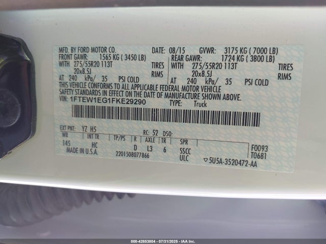 Ford 2015 2015 1FTEW1EG1FKE29290 Image 9