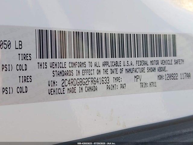 Dodge 2015 2015 2C4RDGBG2FR641633 Image 9
