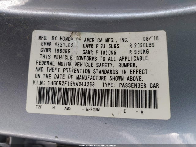1HGCR2F15HA043268 Honda k24w1