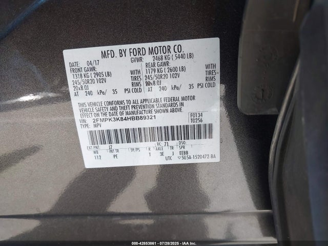 Ford Edge 2017 2FMPK3K84HBB89321 Image 9