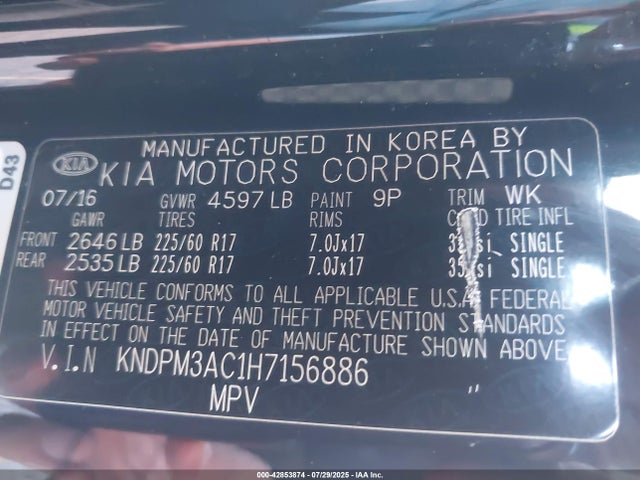 KNDPM3AC1H7156886 KIA gdi theta ii