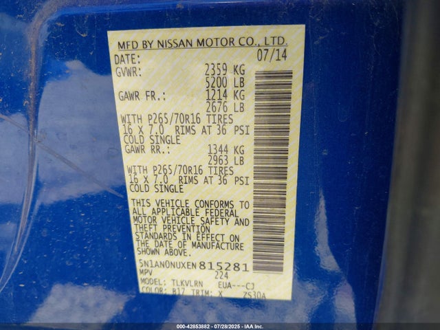 5N1AN0NUXEN815281 Nissan Xterra
