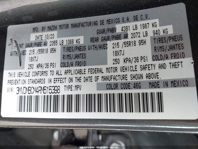 Продажа на аукционе авто 2024 Mazda Cx-30 2.5 S Preferred Package, vin: 3MVDMBCM4RM615398, номер лота: 42853894
