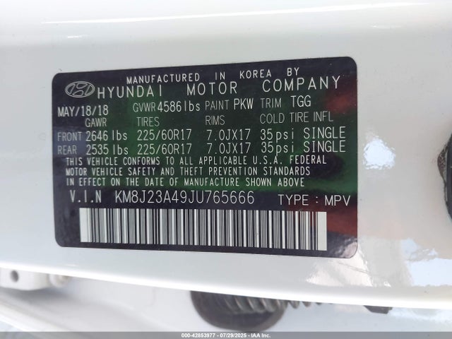 Hyundai gdi nu 2018 KM8J23A49JU765666 Image 9