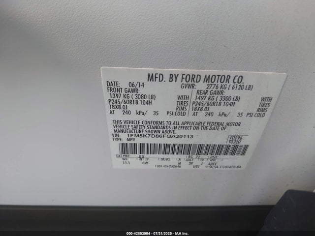 Ford 2015 2015 1FM5K7D86FGA20113 Image 9