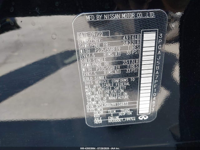 3PCAJ5BA7PF104873 Infiniti QX50