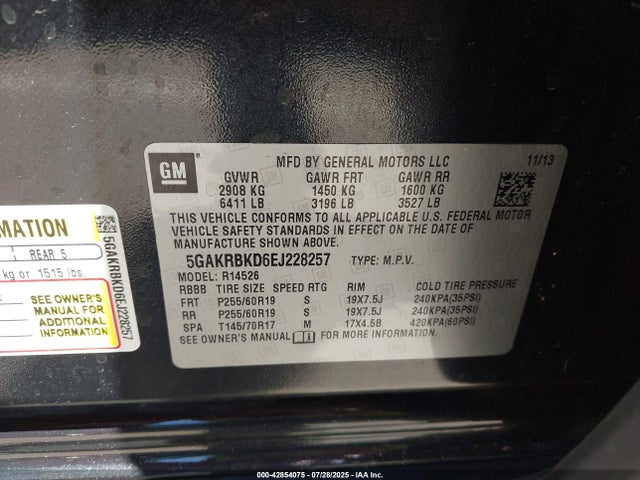 5GAKRBKD6EJ228257 Buick llt