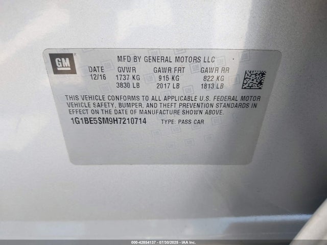 1G1BE5SM9H7210714 Chevrolet le2 -di: direct injection, vvt: variable valve timing, gen, alum