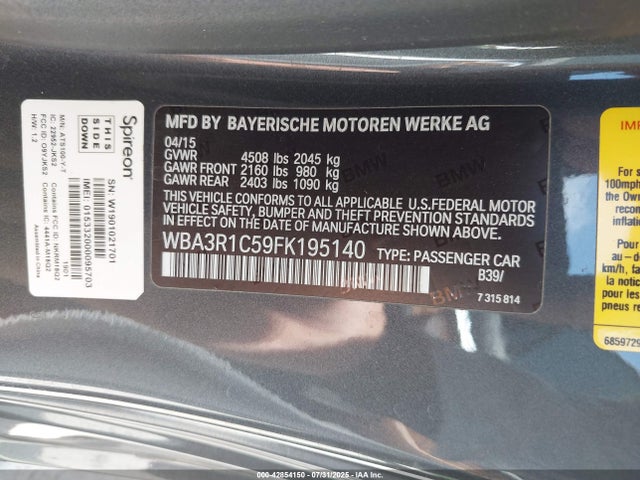 WBA3R1C59FK195140 BMW 435i
