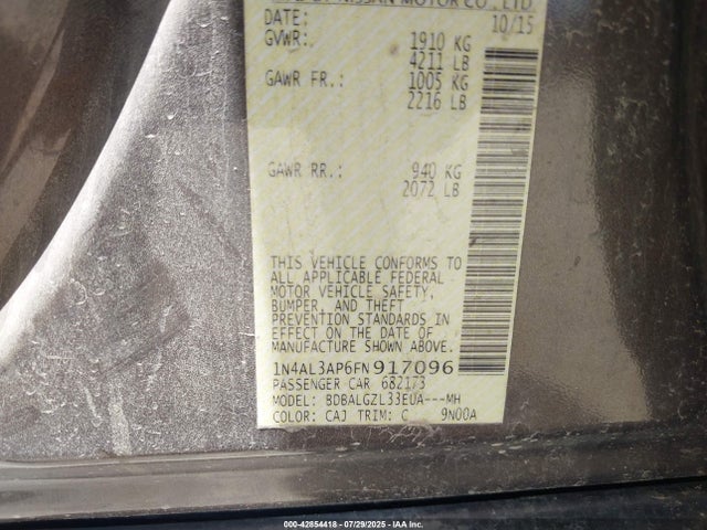 1N4AL3AP6FN917096 Nissan 2015