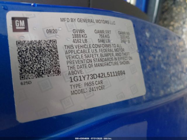 2020 CHEVROLET CORVETTE STINGRAY 1G1Y73D42L5111694 Photo 8