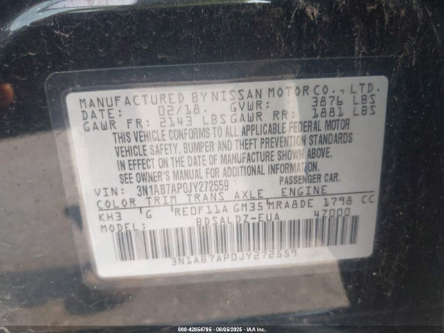 3N1AB7AP0JY272559 Nissan 2018