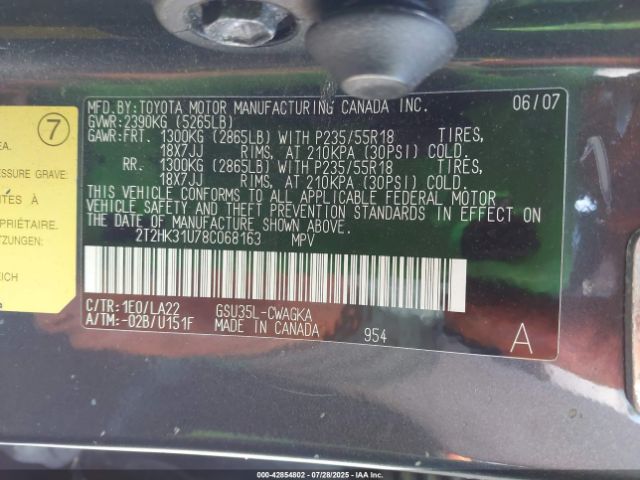 2008 LEXUS RX 350 2T2HK31U78C068163 Photo 8