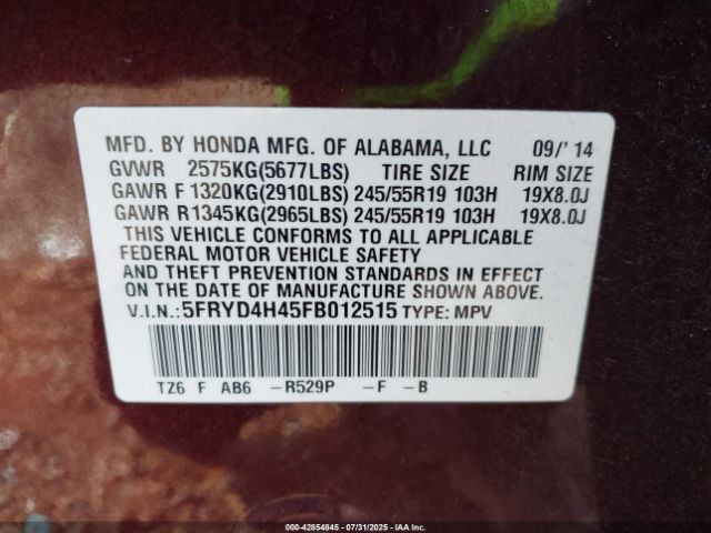 2015 ACURA MDX 5FRYD4H45FB012515 Photo 8