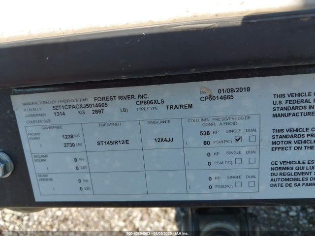 5ZT1CPACXJ5014665 Coachmen Clipper 2018