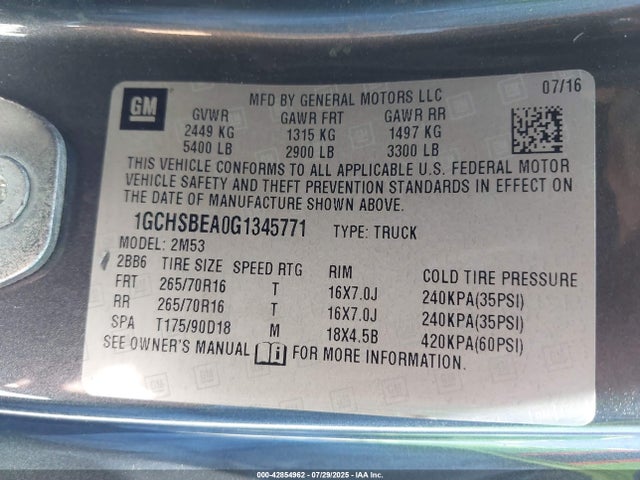 Chevrolet lcv - sidi; dcvcp; vvt; e85 max, e0-e100, alum 2016 1GCHSBEA0G1345771 Image 9