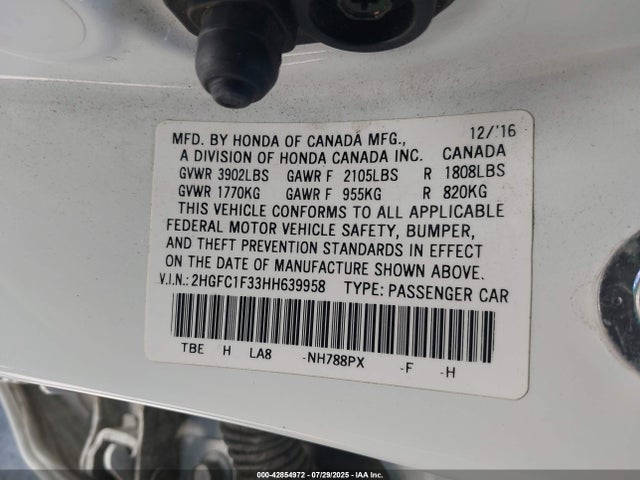 Honda l15b7 2017 2HGFC1F33HH639958 Image 9