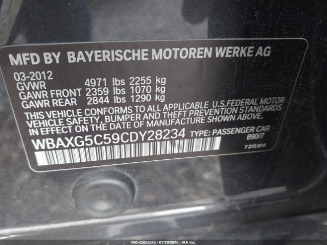 2012 BMW 528I WBAXG5C59CDY28234 Photo 8