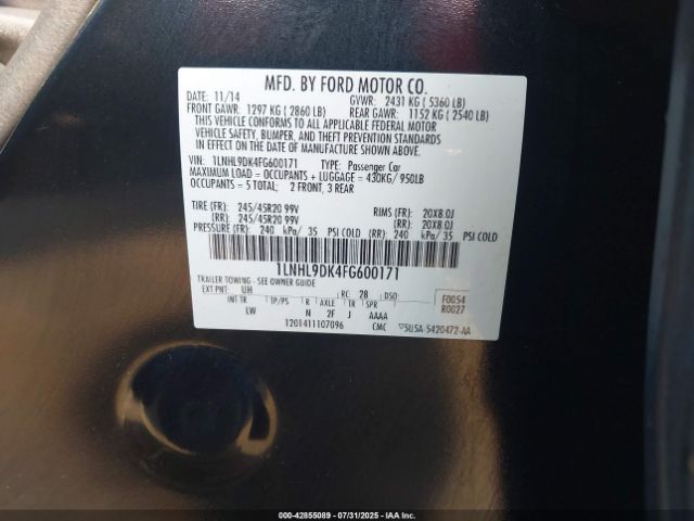 2015 LINCOLN MKS 1LNHL9DK4FG600171 Photo 8