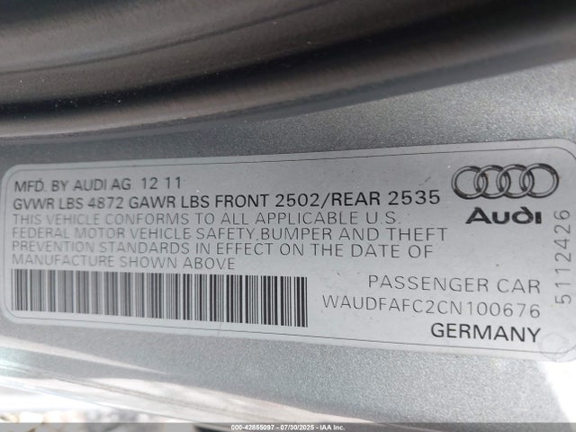 2012 AUDI A6 WAUDFAFC2CN100676 Photo 8