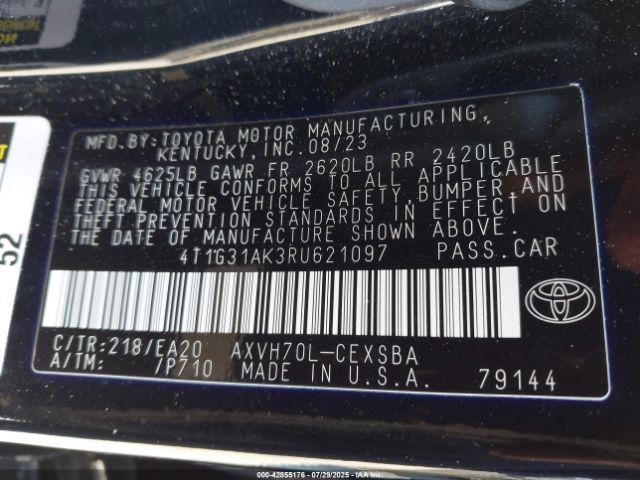 2024 TOYOTA CAMRY HYBRID 4T1G31AK3RU621097 Photo 8