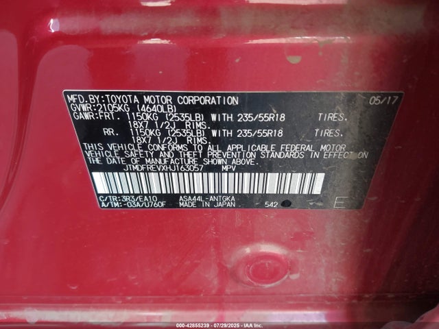JTMDFREVXHJ163057 Toyota 2ar-fe