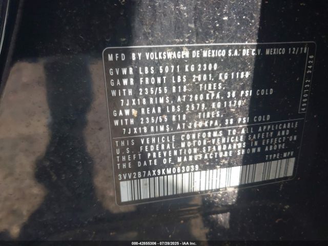 2019 VOLKSWAGEN TIGUAN 3VV2B7AX9KM063039 Photo 8