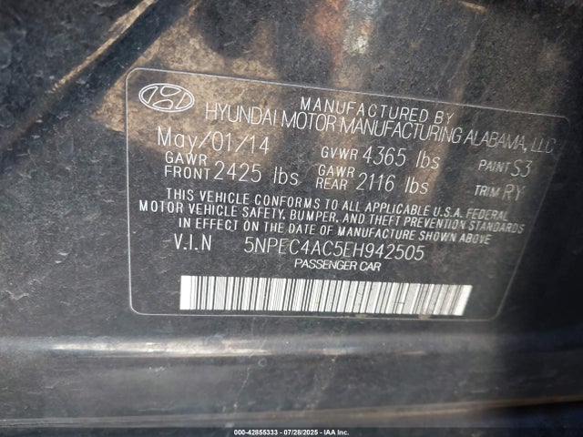 5NPEC4AC5EH942505 Hyundai gamma