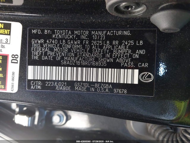 Lexus 2gr-fks 2024 58ADZ1B18RU168935 Image 9