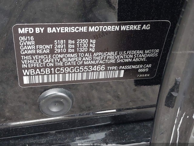 BMW 535i 2016 WBA5B1C59GG553466 Image 9