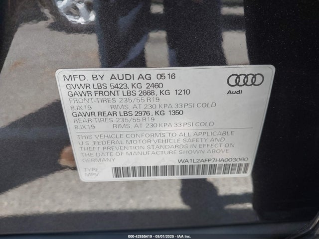 Audi 2.0t 2017 WA1L2AFP7HA003060 Image 9