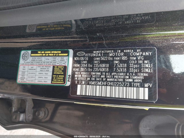 KM8SMDHF0HU225273 Hyundai gdi lambda ii