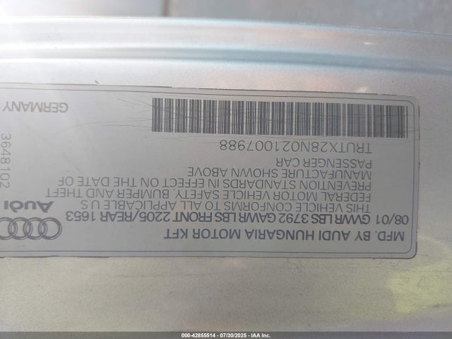 2002 AUDI TT TRUTX28N021007988 Photo 8