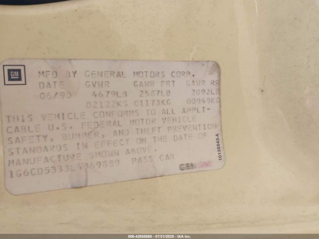 1990 CADILLAC DEVILLE 1G6CD5333L4369889 Photo 8