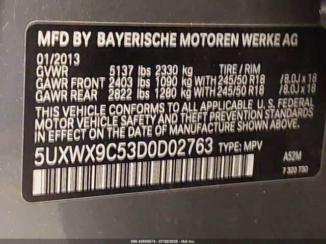 2013 BMW X3 5UXWX9C53D0D02763 Photo 8