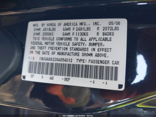 2006 ACURA TL 19UUA66226A054012 Photo 8