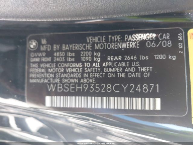 2008 BMW M6 WBSEH93528CY24871 Photo 8