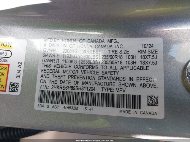 2HKRS6H89SH811204 Honda lfc3