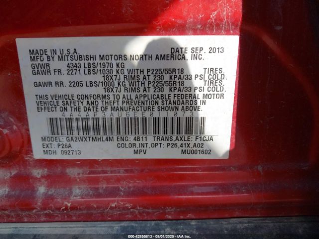 2014 MITSUBISHI OUTLANDER SPORT 4A4AP3AU6EE011073 Photo 8