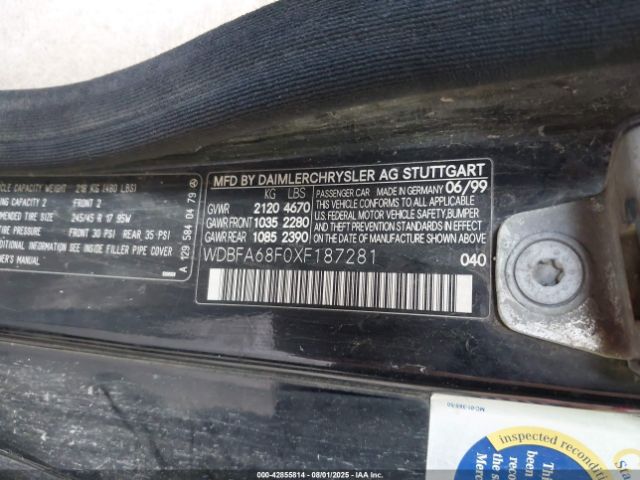 1999 MERCEDES-BENZ SL 500 WDBFA68F0XF187281 Photo 8