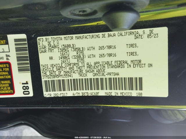 Toyota 2gr-fks 2023 3TMDZ5BN5PM155941 Image 9