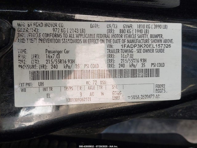 Ford 2014 2014 1FADP3K20EL157326 Image 9