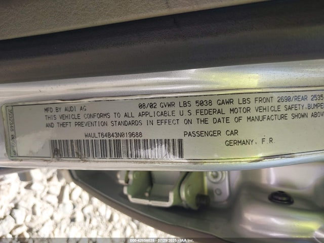 2003 AUDI A6 WAULT64B43N019688 Photo 8