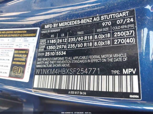 W1NKM4HBXSF254771 Mercedes-Benz m254