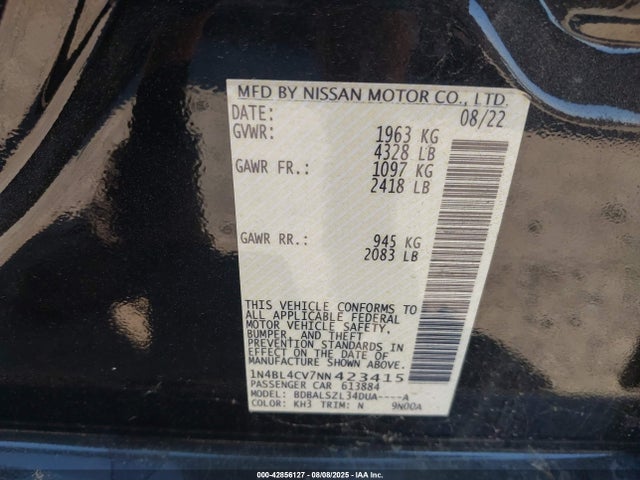 Nissan 2022 2022 1N4BL4CV7NN423415 Image 9