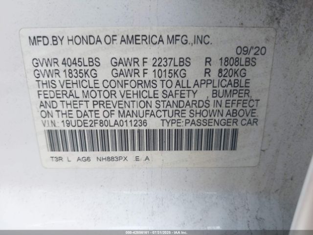 2020 ACURA ILX 19UDE2F80LA011236 Photo 8
